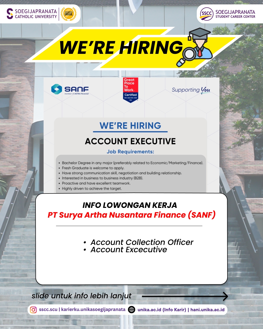 Loker Agustus 2025 – PT SURYA ARTHA NUSANTARA FINANCE(SANF) || Job Vacancy