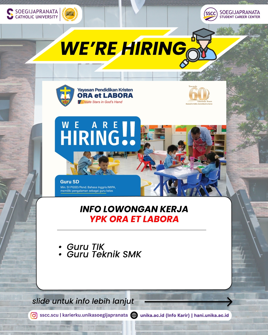 Loker Agustus 2025 – YAYASAN PENDIDIKAN KRISTEN ORA ET LABORA || Job Vacancy