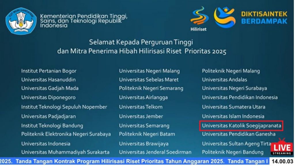 Sepuluh Hibah Riset Hilirisasi Prioritas Kemendiktisaintek Antarkan SCU jadi Peringkat ke-27 Nasional, Dorong Inovasi untuk Jawab Kebutuhan Industri Sepuluh Hibah Riset Hilirisasi Prioritas Kemendiktisaintek Antarkan SCU jadi Peringkat ke-27 Nasional, Dorong Inovasi untuk Jawab Kebutuhan Industri