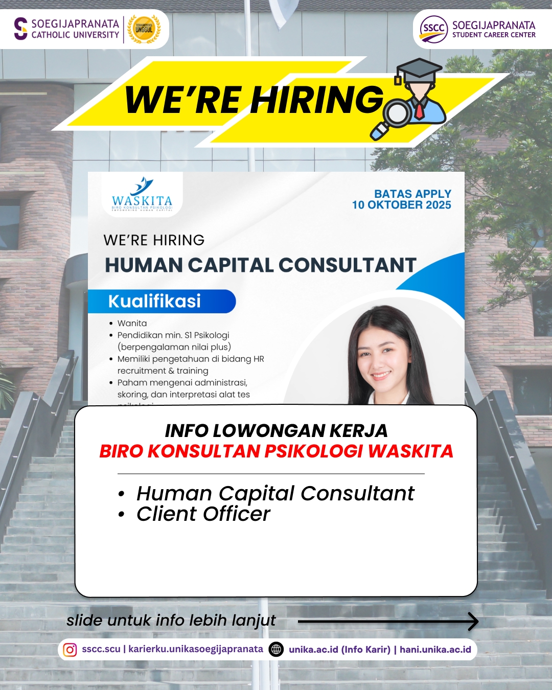 Loker Oktober 2025 – Biro Konsultan Psikologi Waskita || Job Vacancy