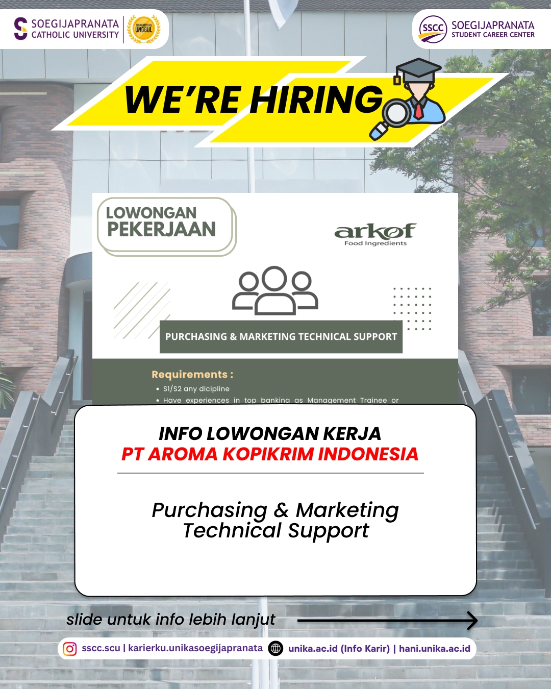 Loker Oktober 2025 – PT Aroma KopiKrim Indonesia (Arkof) || Job Vacancy