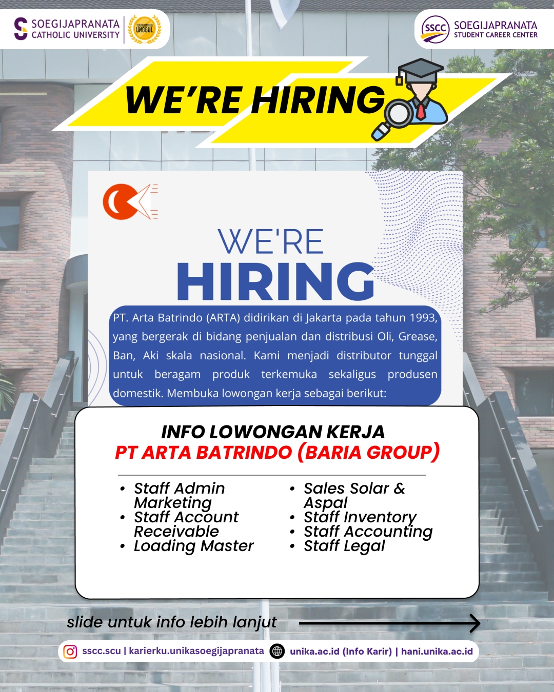 Loker Oktober 2025 – PT Arta Batrindo (Baria Group) || Job Vacancy Loker Oktober 2025 – PT Arta Batrindo (Baria Group) || Job Vacancy