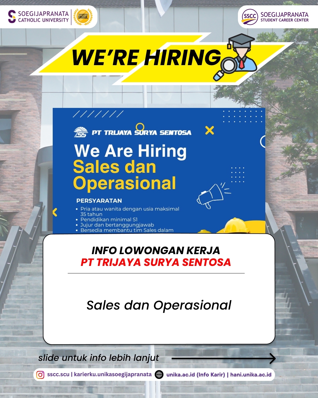 Loker Oktober 2025 – PT Trijaya Surya Sentosa || Job Vacancy