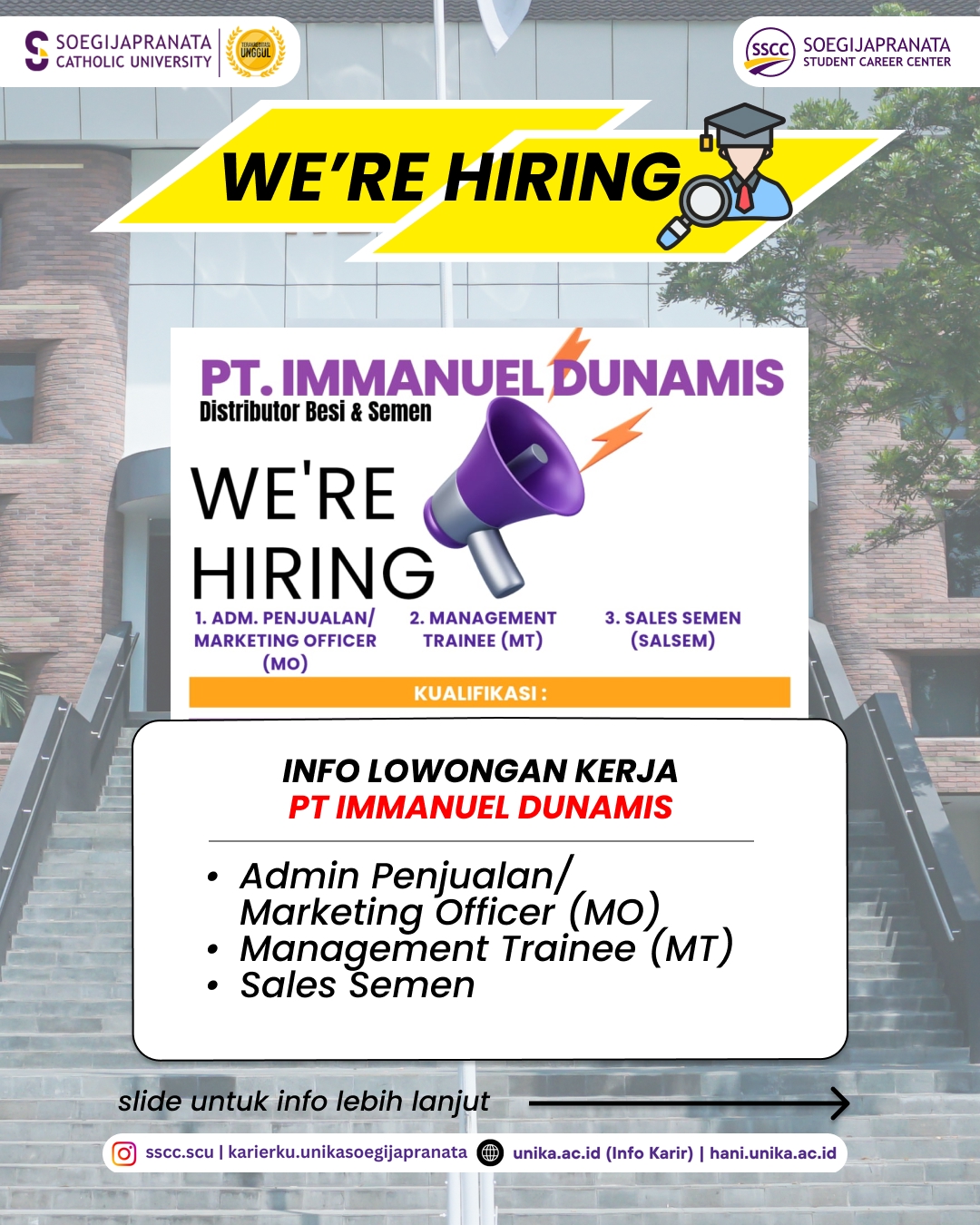 Loker Oktober 2025 – PT Immanuel Dunamis || Job Vacancy
