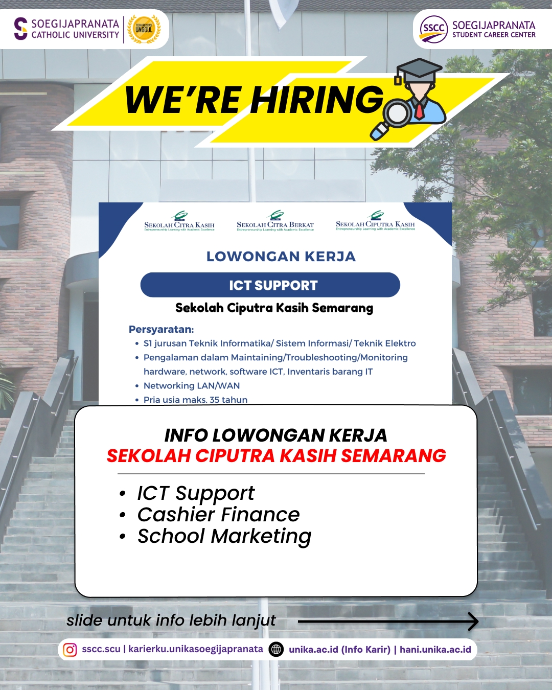 Loker Oktober 2025 – Sekolah Ciputra Kasih Semarang || Job Vacancy