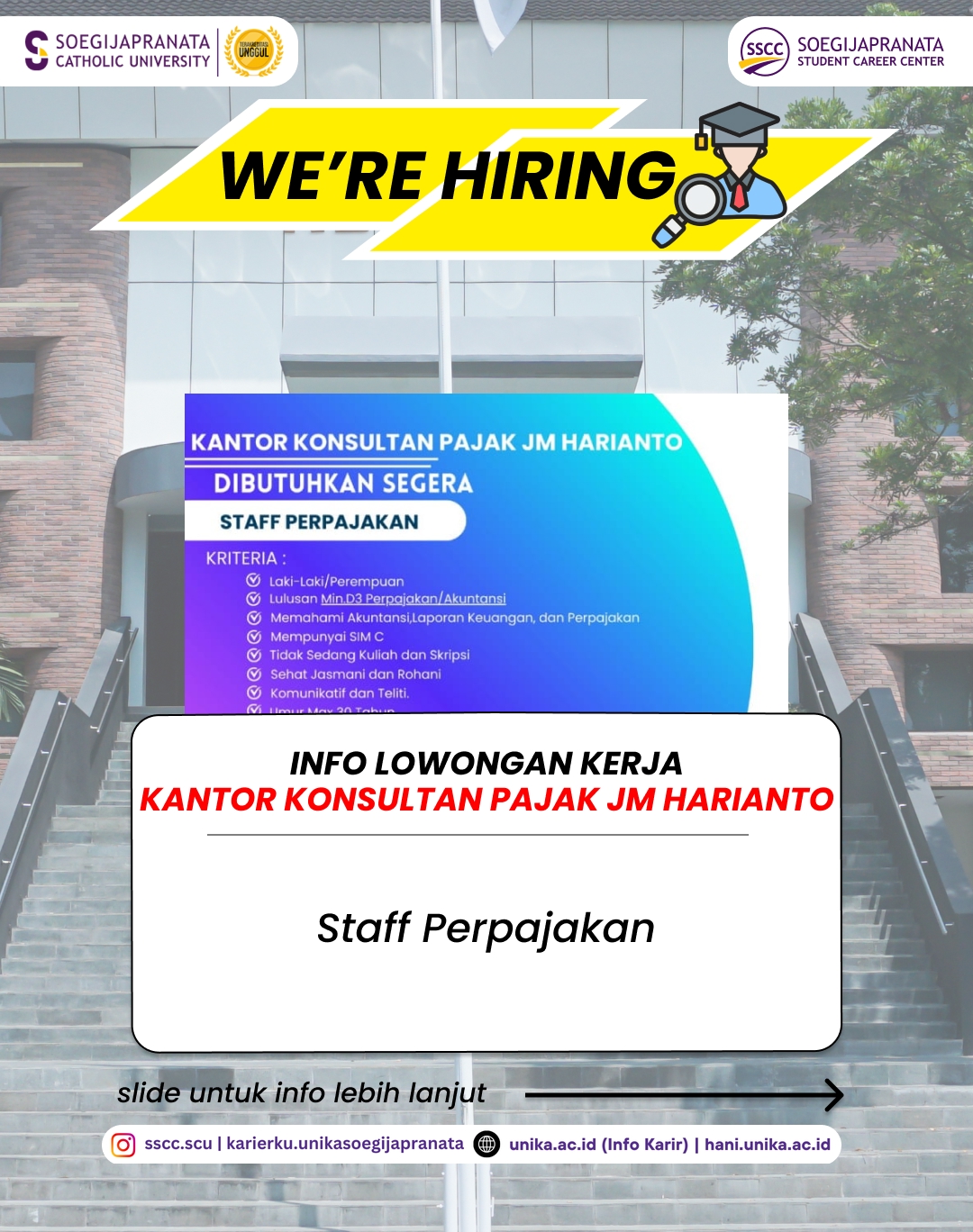 Loker Desember 2025 – Kantor Konsultan Pajak JM Harianto || Job Vacancy