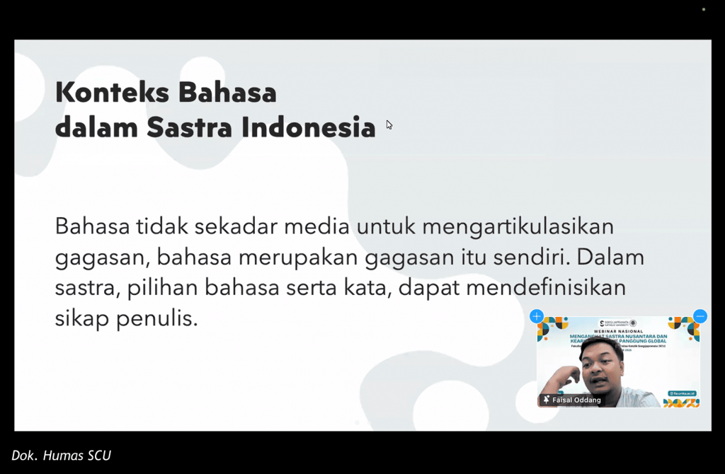 Webinar Nasional FLA SCU Bahas Strategi Angkat Sastra Nusantara dan Kearifan Lokal ke Ranah Global