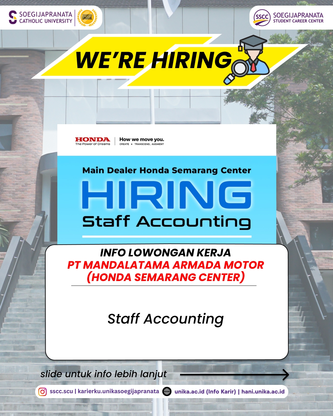 Loker Januari 2026 – PT Mandalatama Armada Motor (Honda Semarang Center) || Job Vacancy