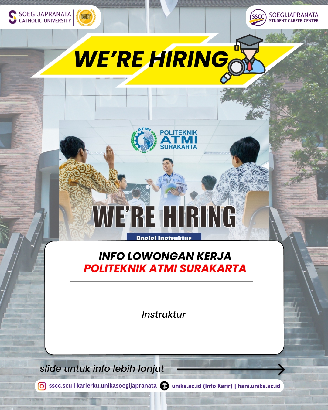 Loker Februari 2026 – Politeknik ATMI Surakarta || Job Vacancy