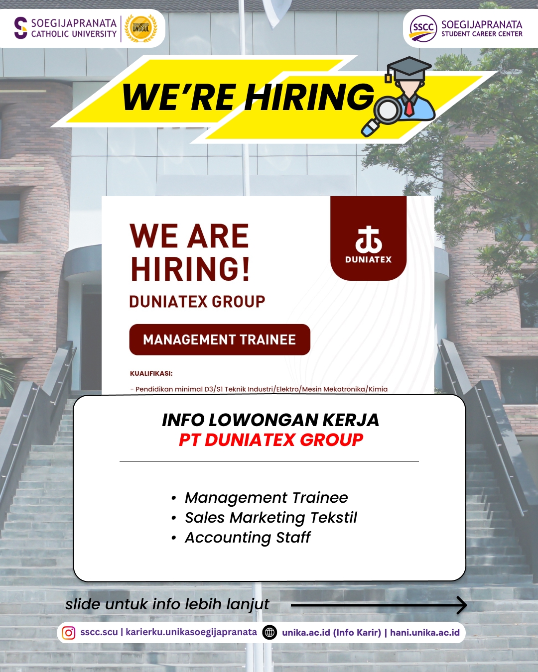 Loker Maret 2026 – Duniatex Group || Job Vacancy