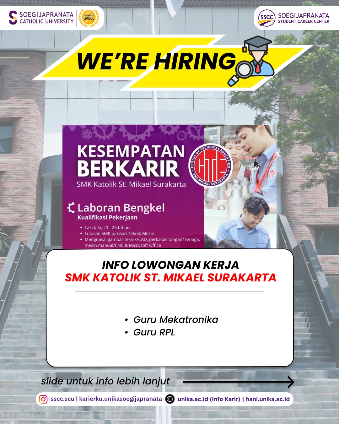 Loker Maret 2026 – SMK Katolik St. Mikael Surakarta || Job Vacancy