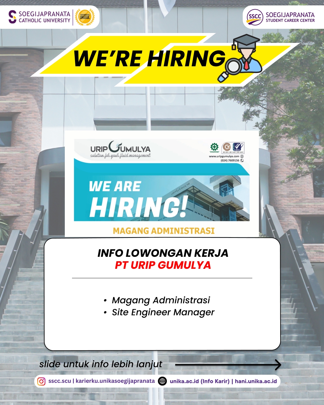 Loker April 2026 – PT Urip Gumulya || Job Vacancy