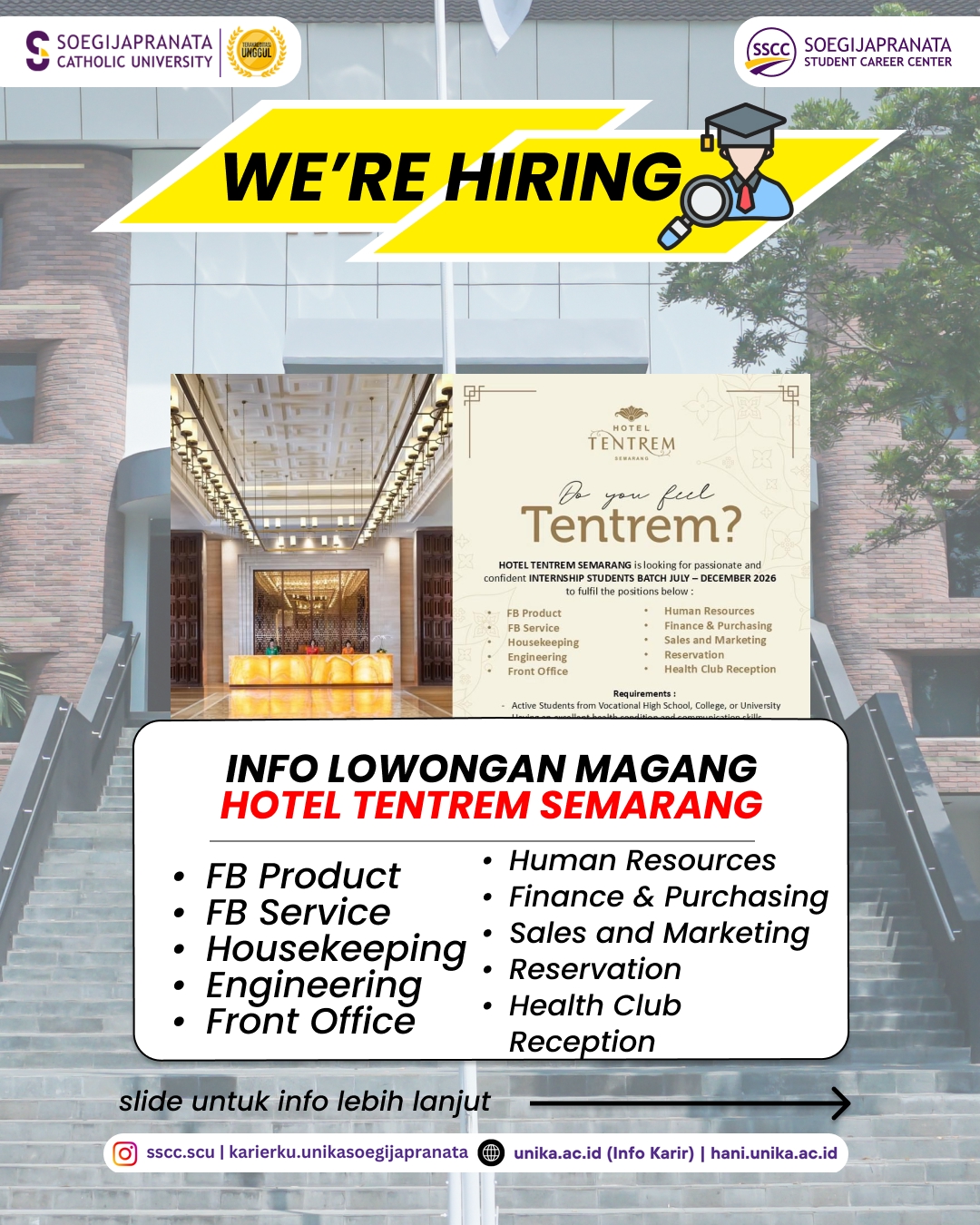 Lowongan Magang Mei 2026 – Hotel Tentrem Semarang || Job Vacancy